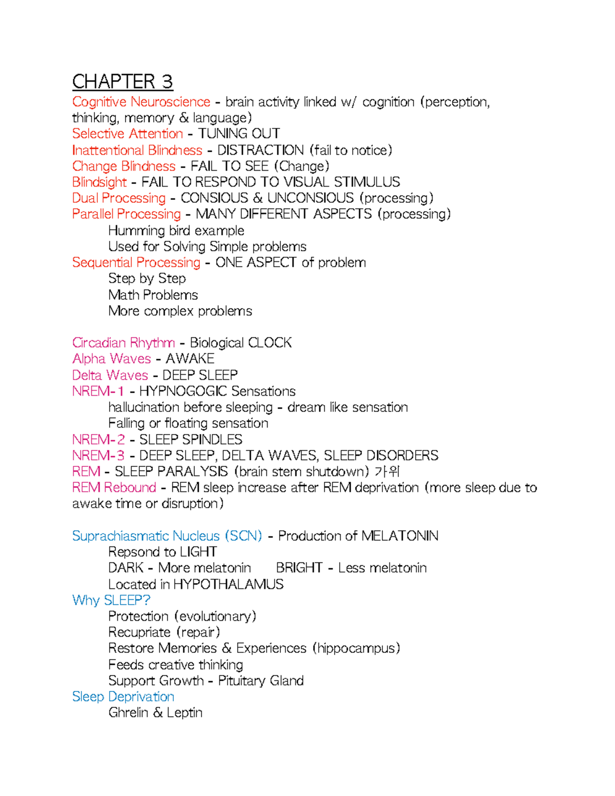 Psych Chapter 3 - CHAPTER 3 Cognitive Neuroscience - brain activity ...