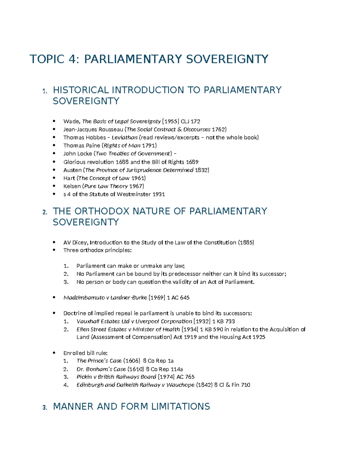 Parliamnetary Sovereignity - TOPIC 4: PARLIAMENTARY SOVEREIGNTY 1 ...
