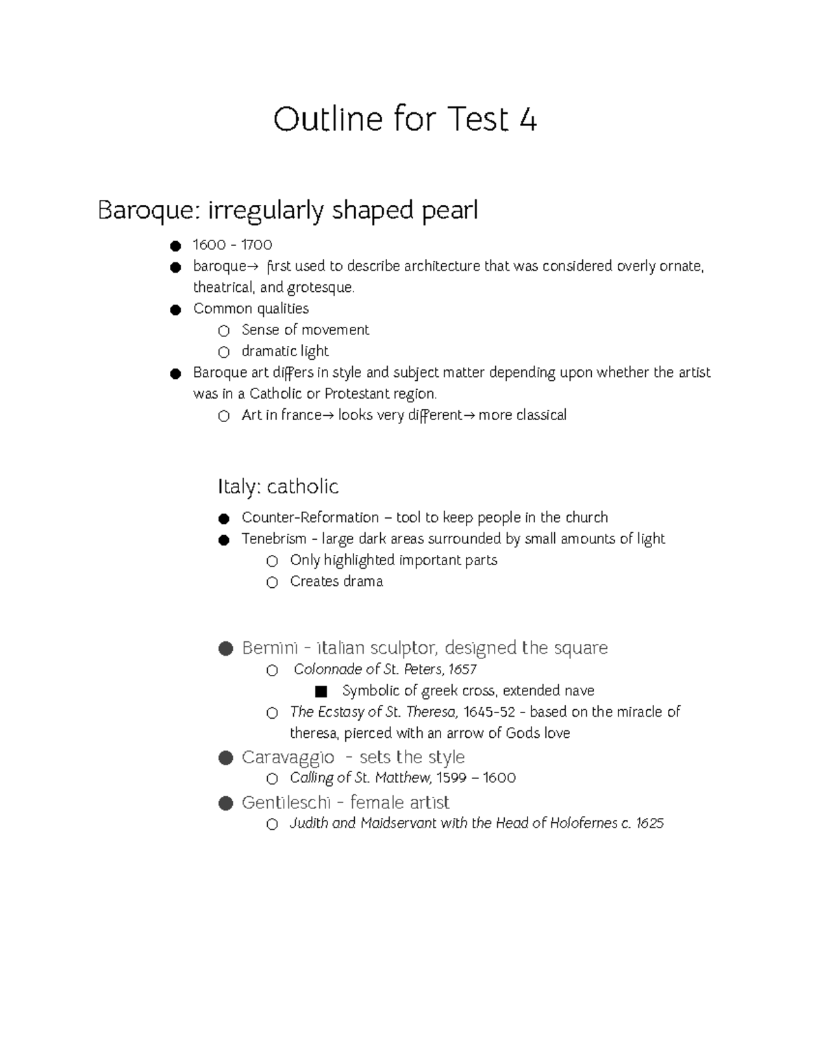 Art Unit 4 Outline for Test 4 Baroque irregularly shaped pearl 1600 1700 baroque → frst