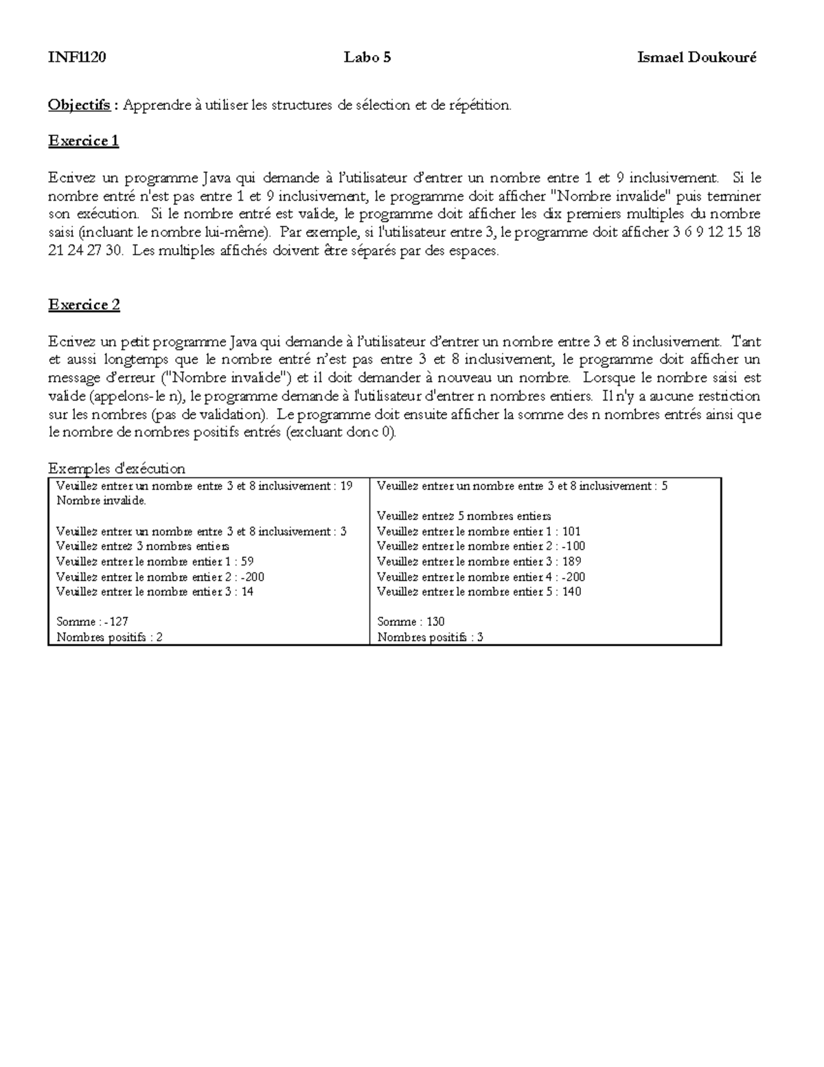 Labo5 - note de cour - INF1120 Labo 5 Ismael Doukouré Objectifs ...