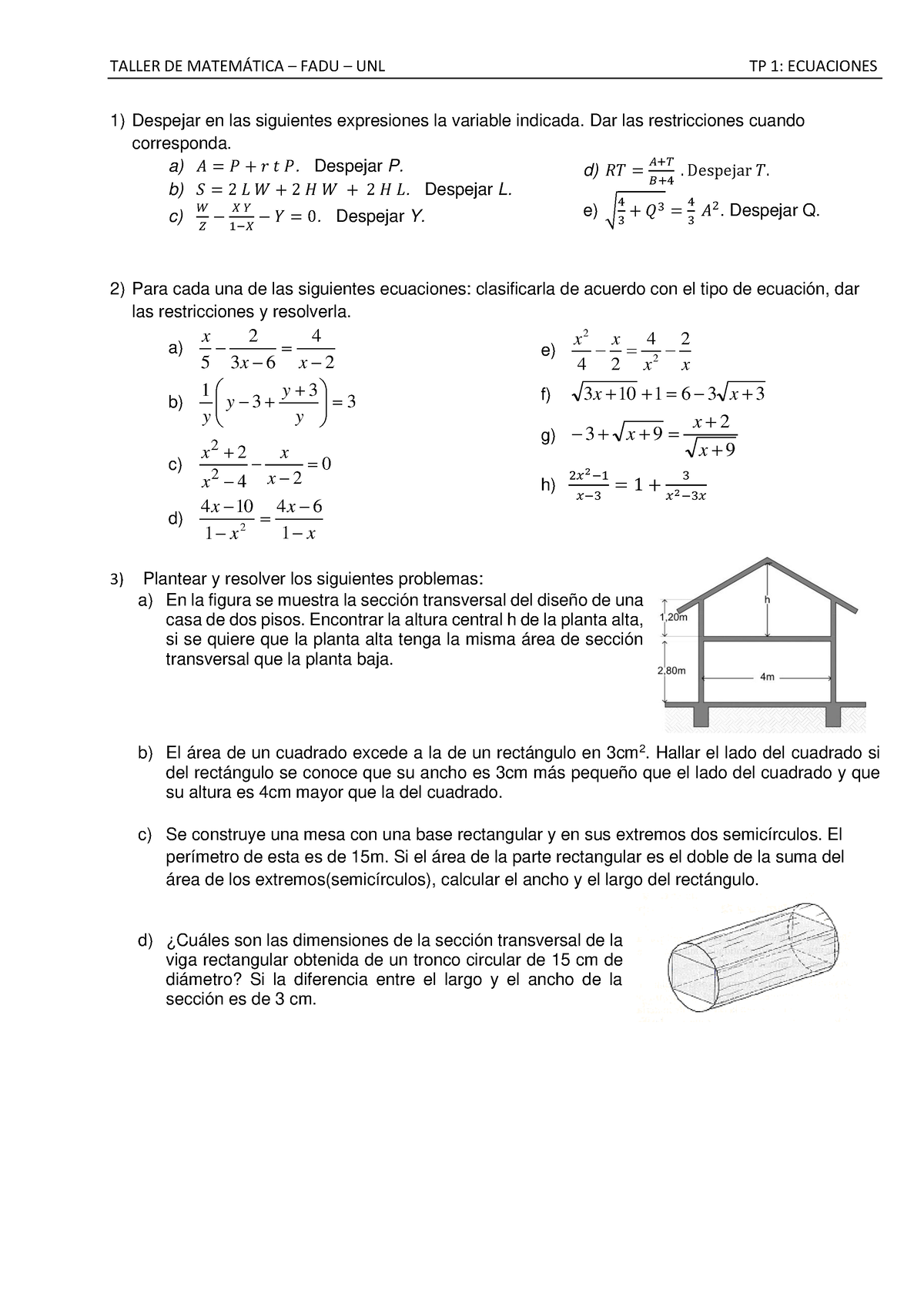 TP - Ecuaciones - Clase 2023 - Temario - TALLER DE MATEM¡TICA – FADU ...