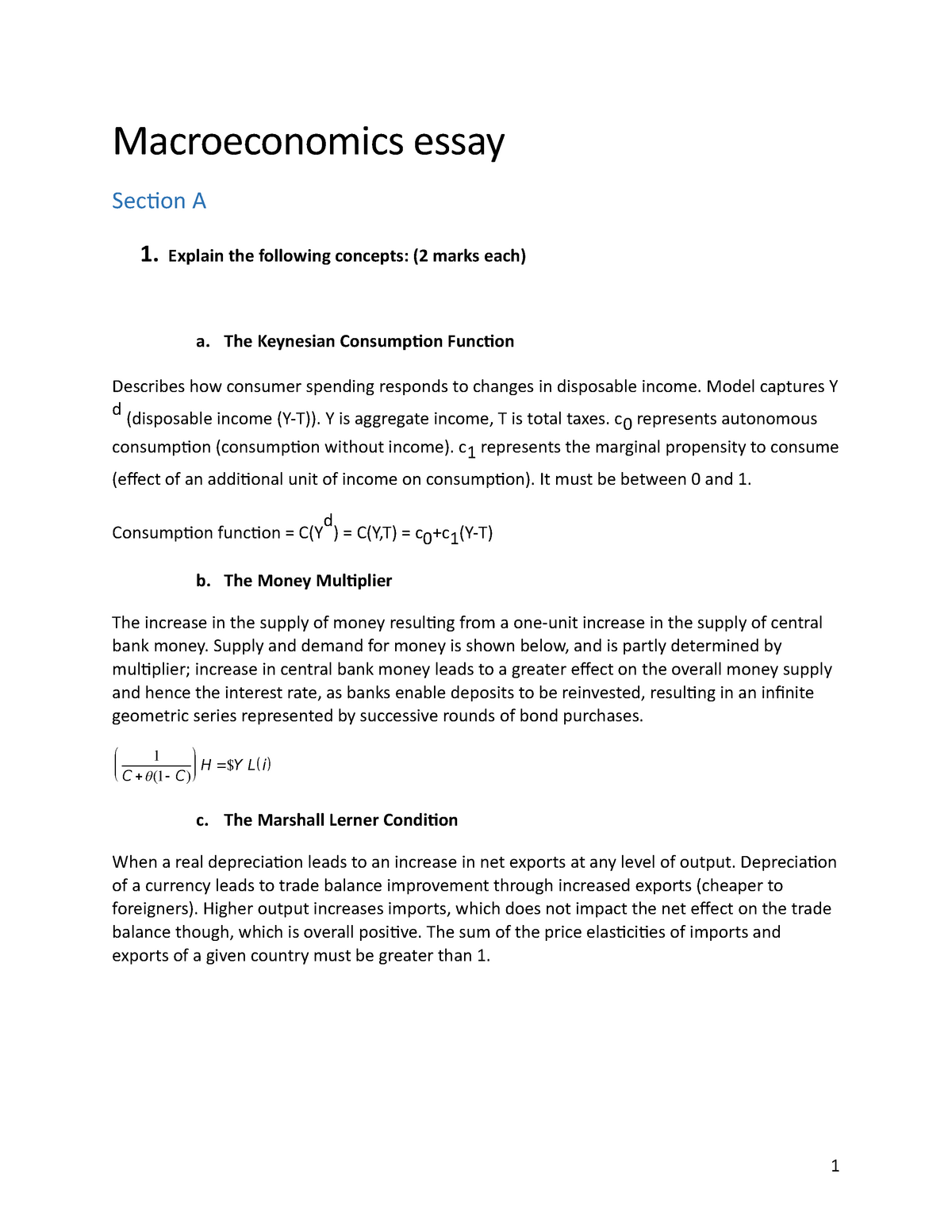 thesis statement about economics
