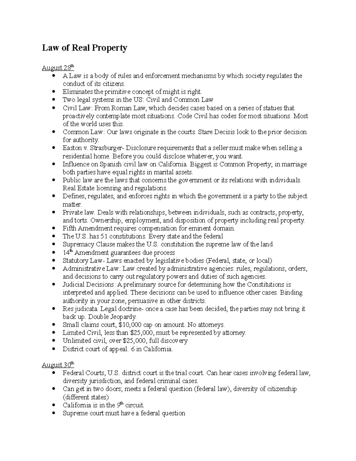 law-of-real-property-notes-law-of-real-property-august-28-th-a-law-is