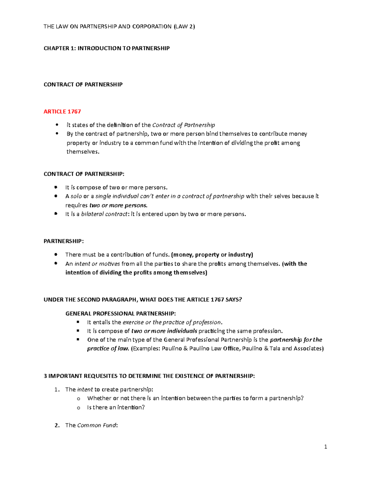 Chapter 1 Introduction to Partnership - CHAPTER 1: INTRODUCTION TO ...