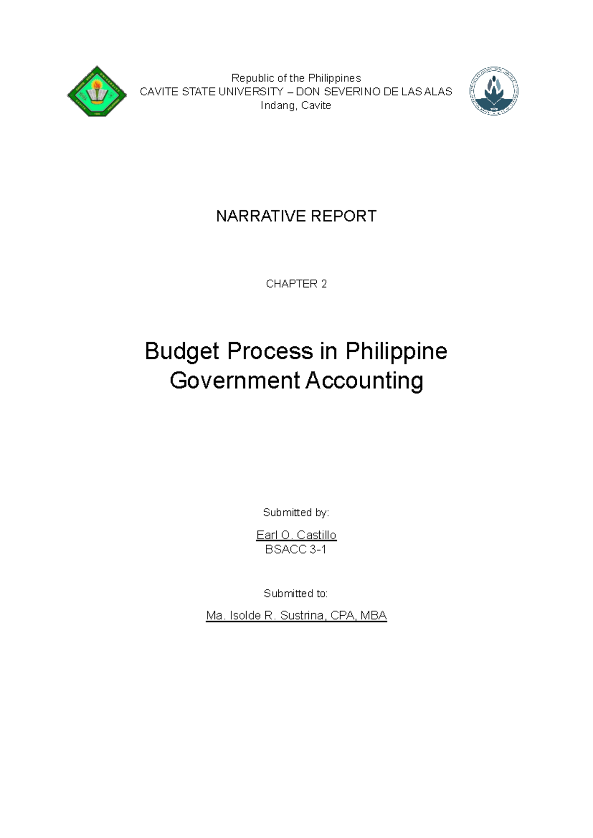 Chapter 2 Narrative Report - Republic of the Philippines CAVITE STATE ...