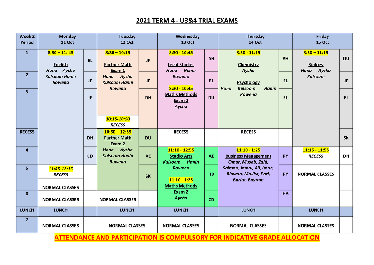 2021 VCAA EXAM timetable vu21989 VU Studocu