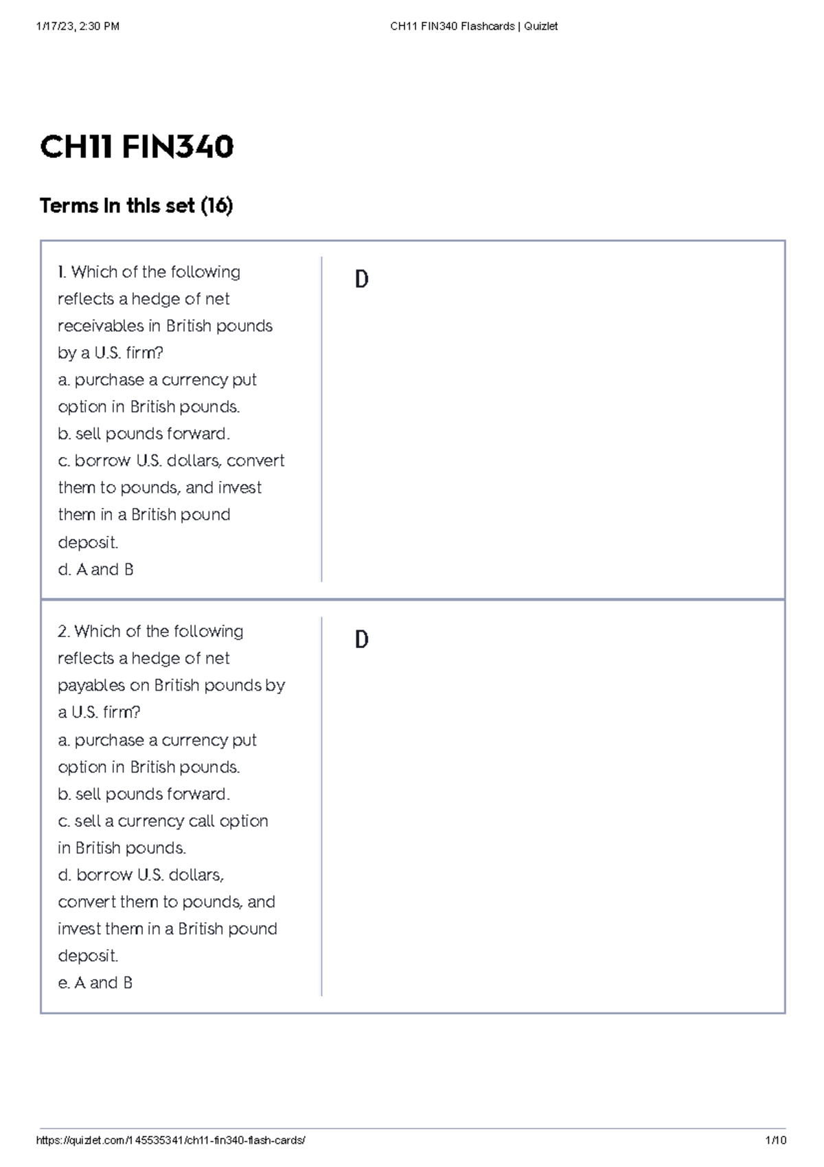 CH11 FIN340 Flashcards Quizlet - CH11 FIN Terms In This Set (16) Which ...