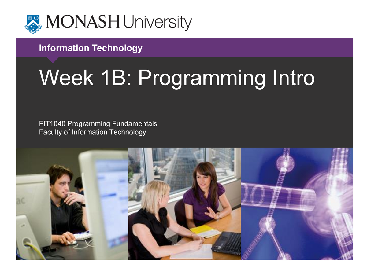 Lecture 1B Programming Intro - Information Technology Week 1B ...