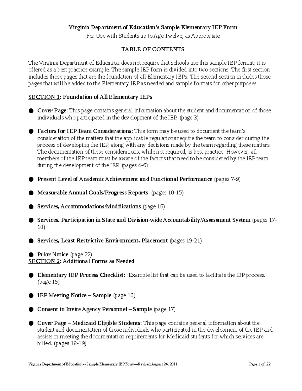 EDSP 323 IEP Form IEP Assignment Virginia Department of Education