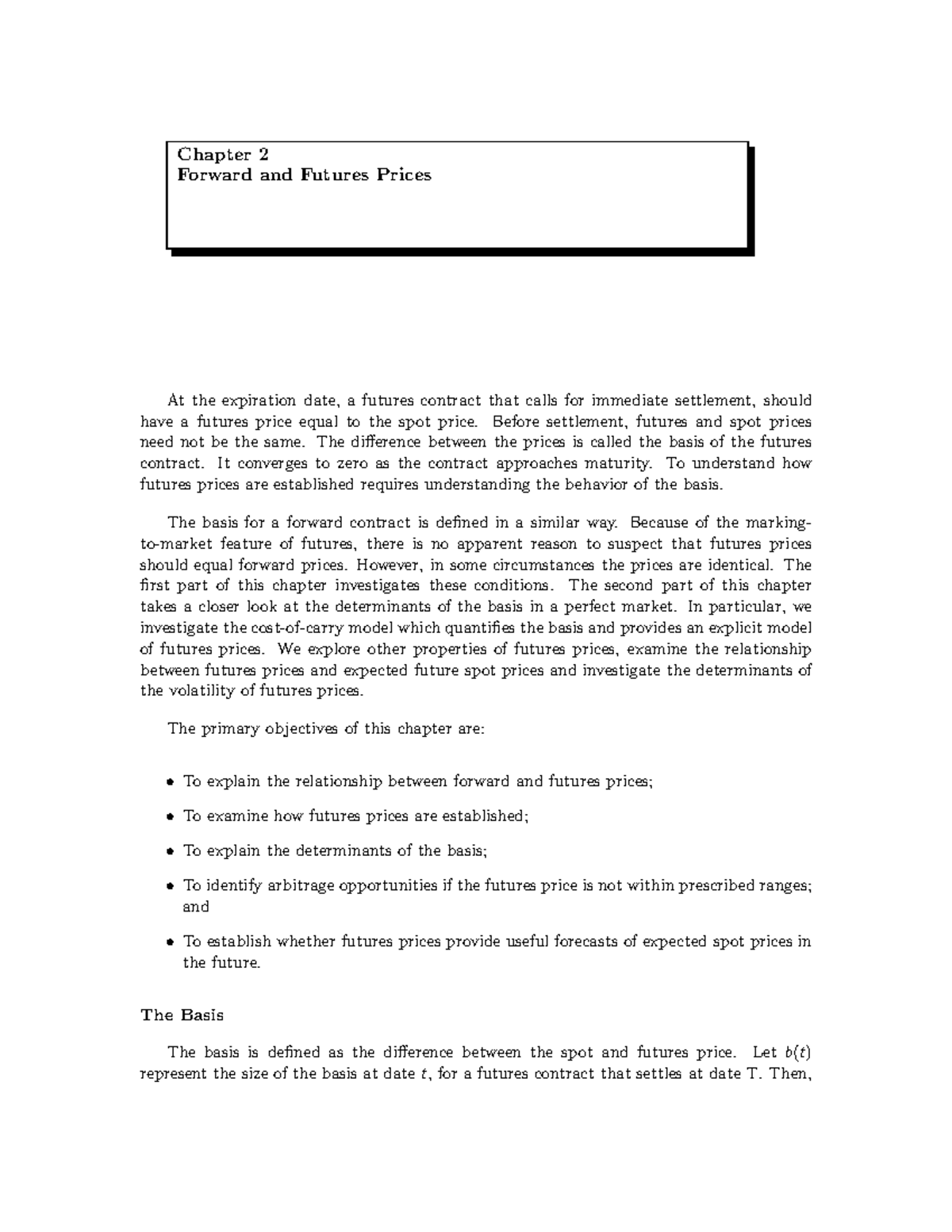 Forward AND Future - Lecture notes 1,2,3 - Chapter 2 Forward and ...