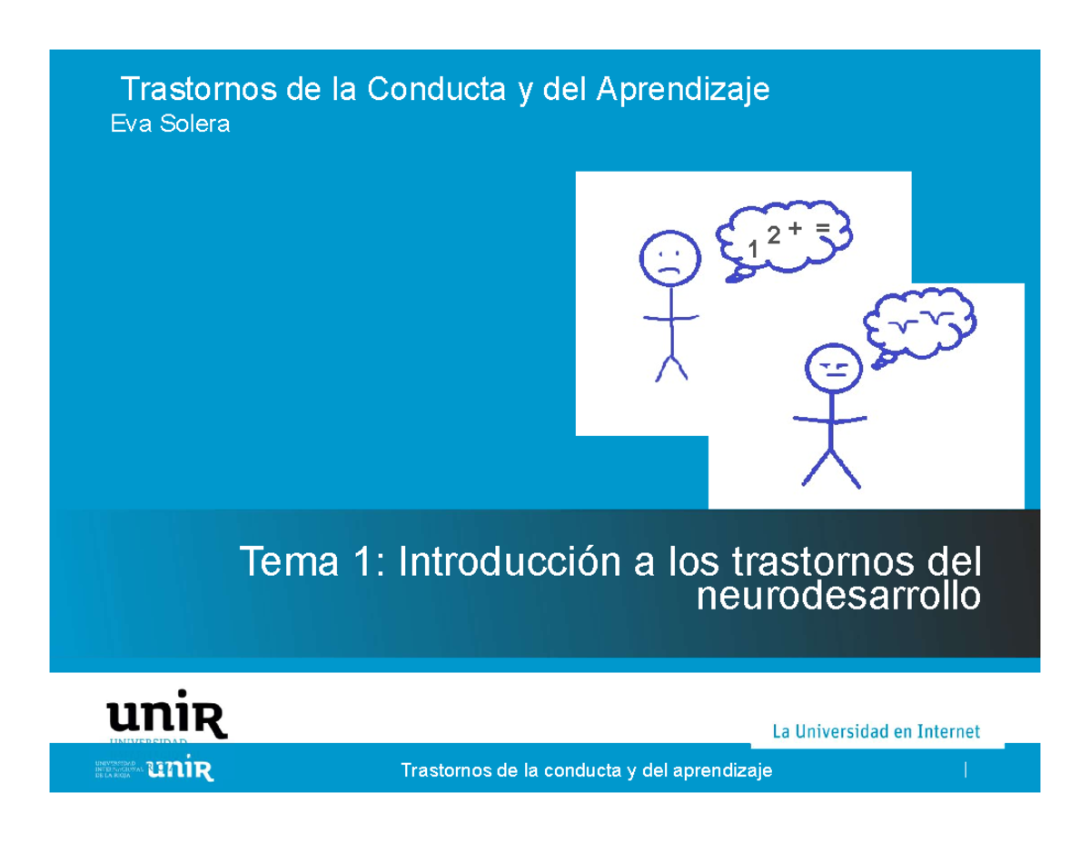 Tema 1 - apuntes - Trastornos de la Conducta y del Aprendizaje Tema 1 ...