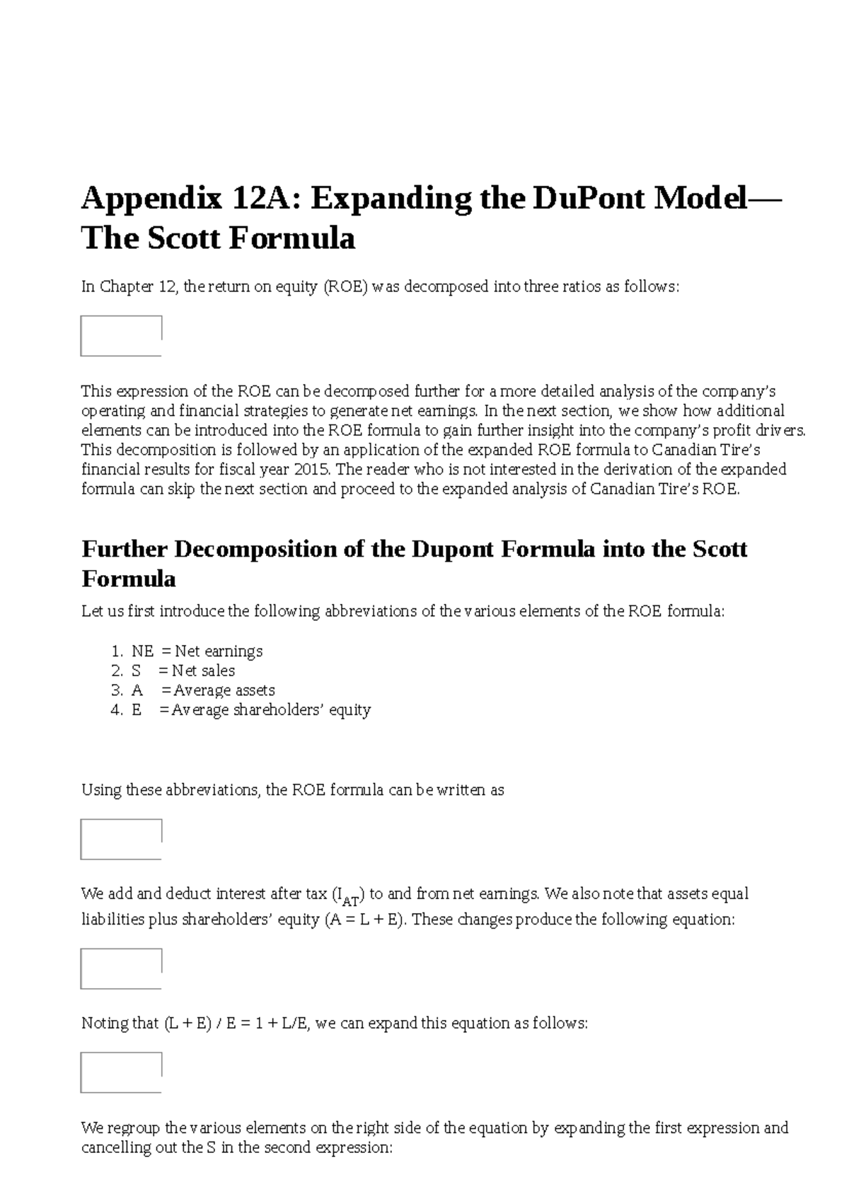 Htm - Appendix 12A: Expanding the DuPont Model— The Scott Formula In 
