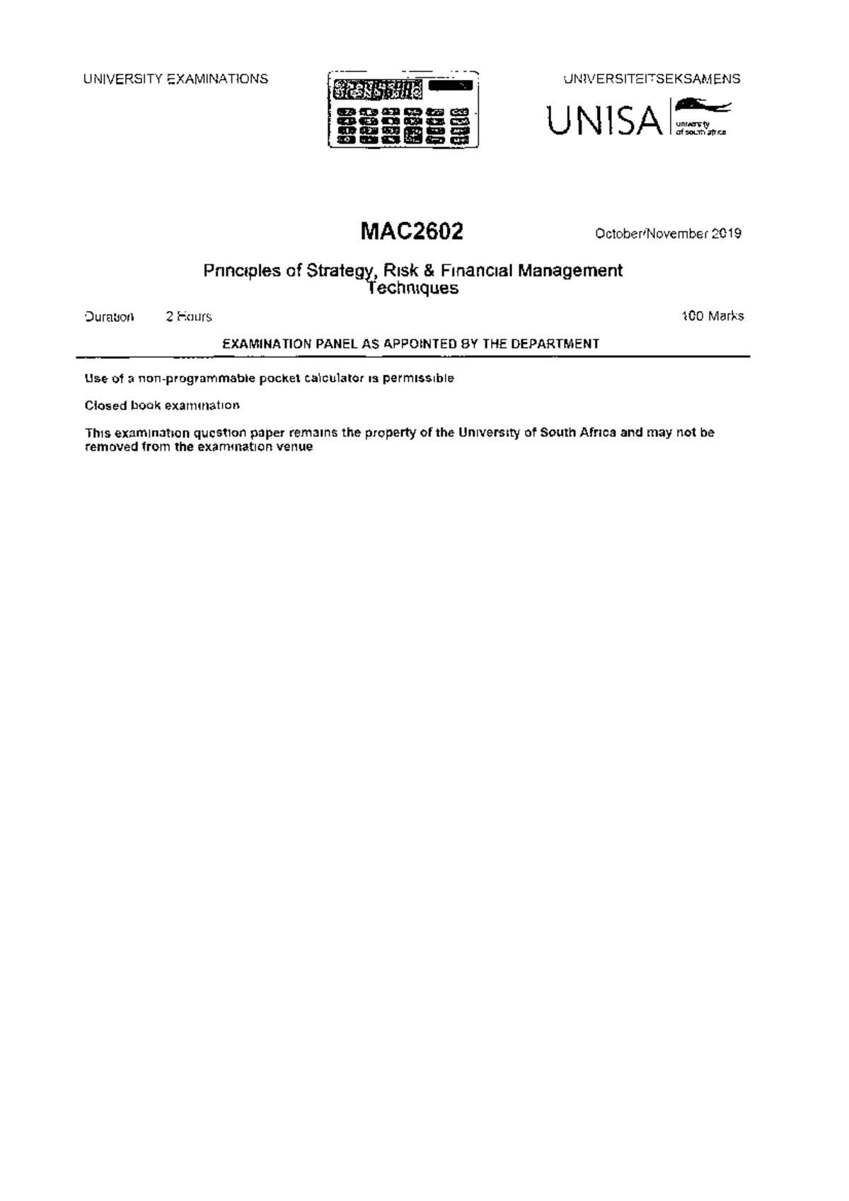 Exam 11 October 2019, questions - MAC3761 - Studocu