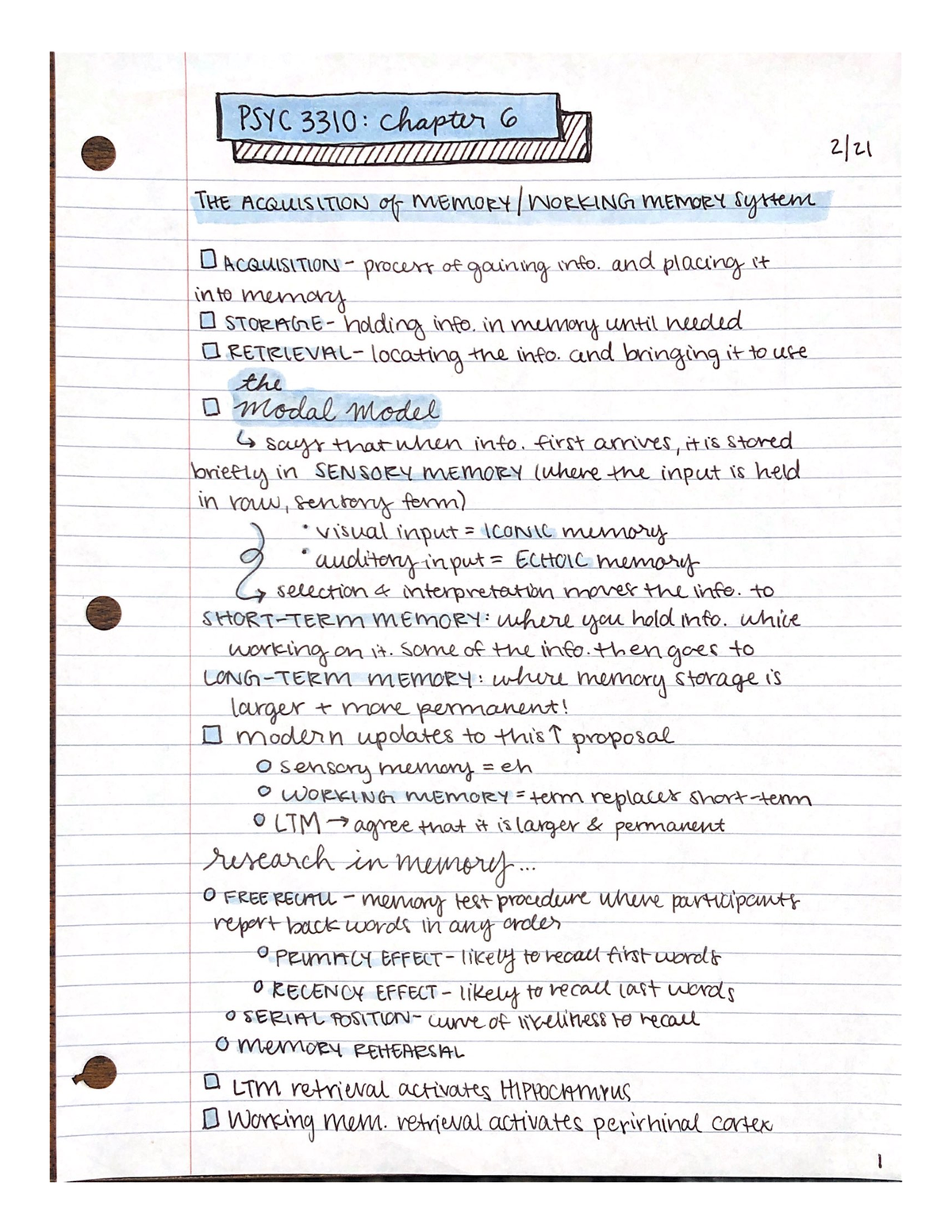 Chapter 6 - PSYC 3310 Cognitive Psychology - Prof. Dewey - PSYC 3310 ...