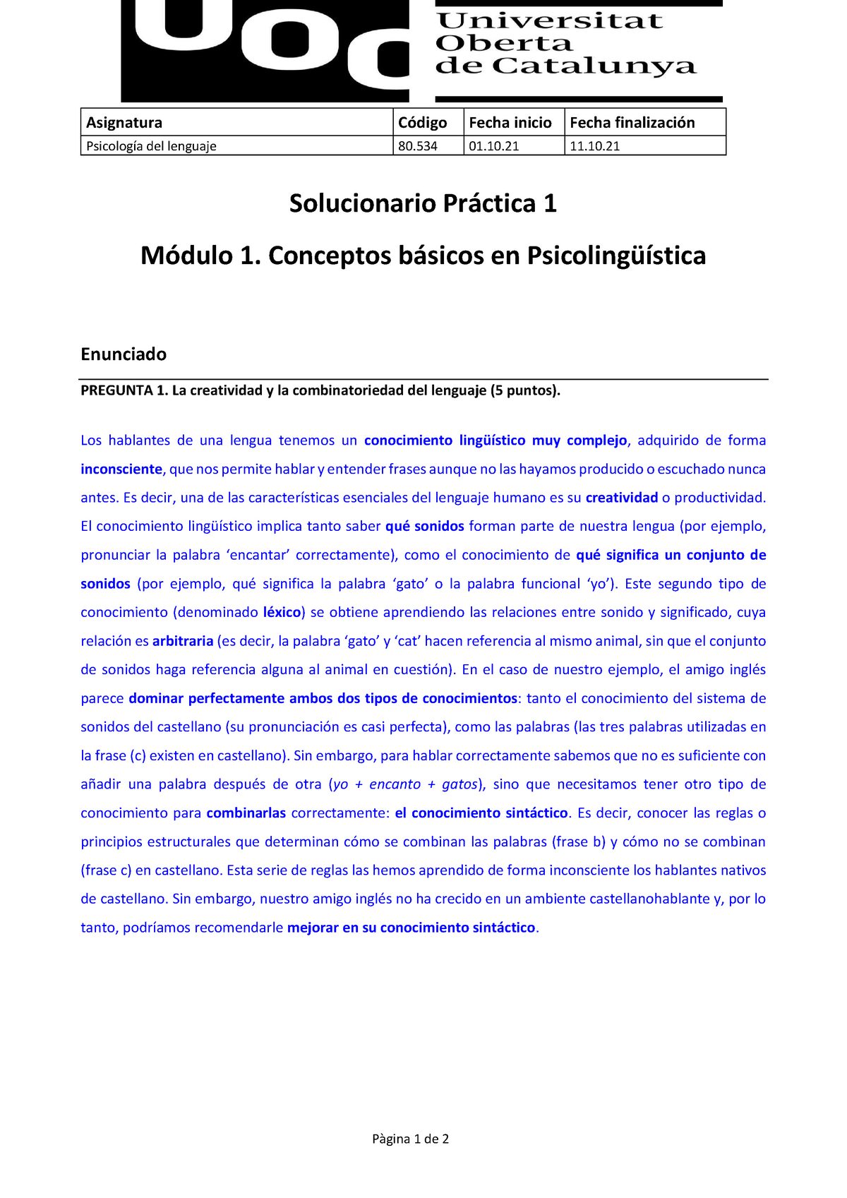 Solucionario Práctica 1 Psicologia Del Lenguaje - Psicología Del ...