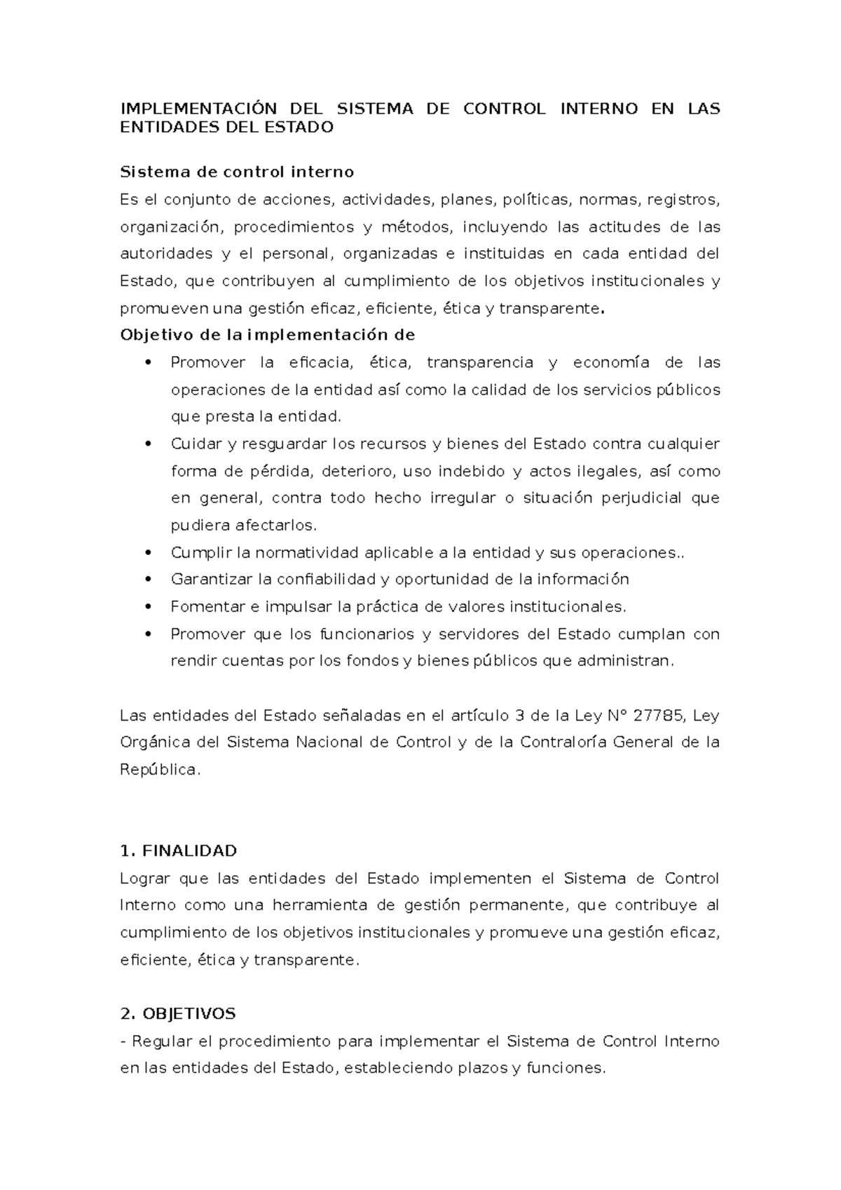 Implementación DEL Sistema DE Control Interno EN LAS Entidades DEL ...
