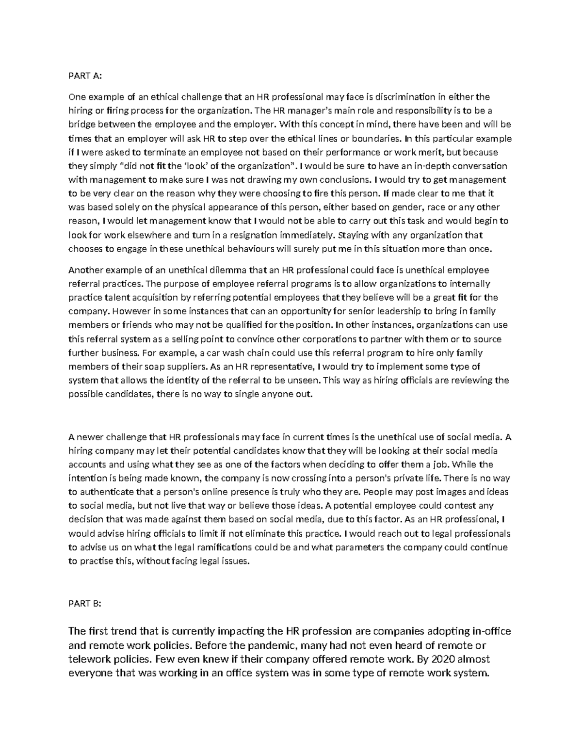 300 Week7 - Discussion board post for week 7 - PART A: One example of ...