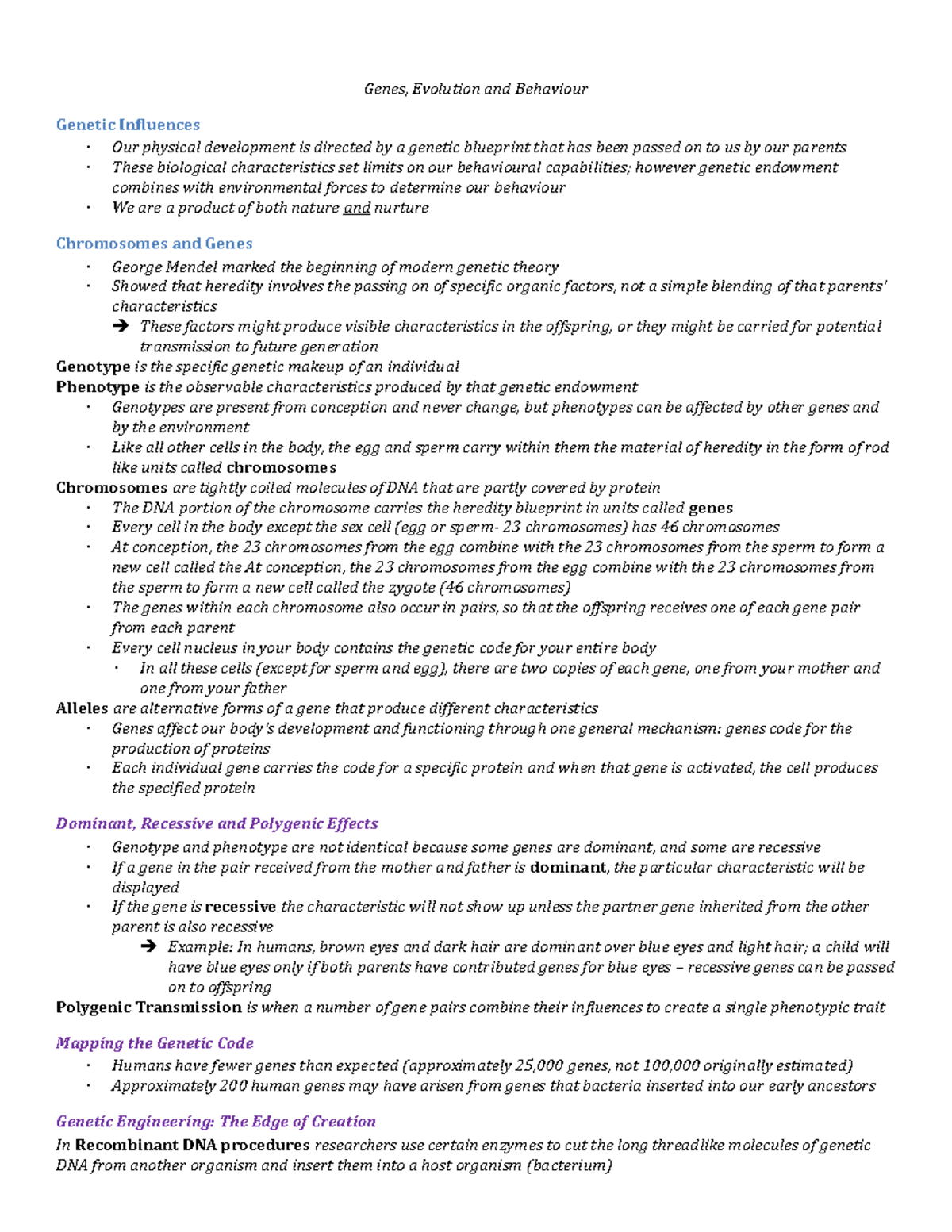 Chapter 4 - Genes, Evolution, and Behaviour - Genes, Evolution and ...