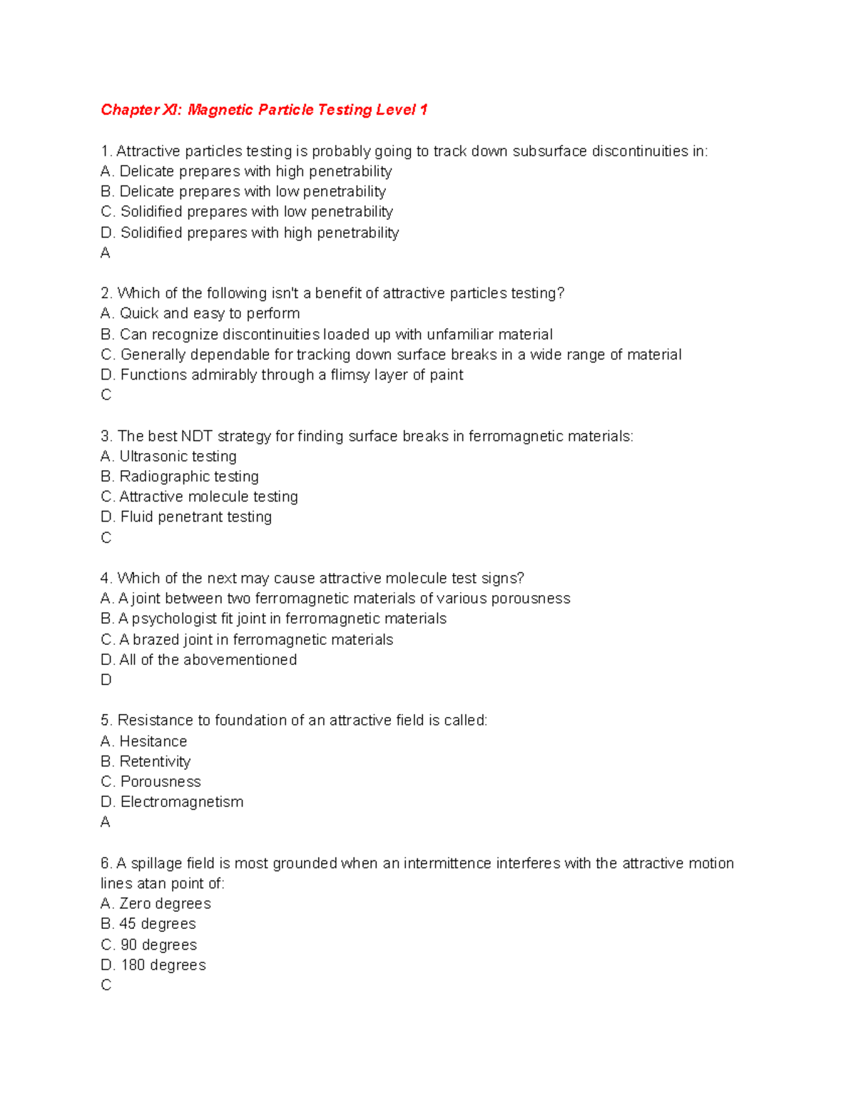 Chapter 11 Magnetic Particle Testing Level 1 Chapter XI Magnetic