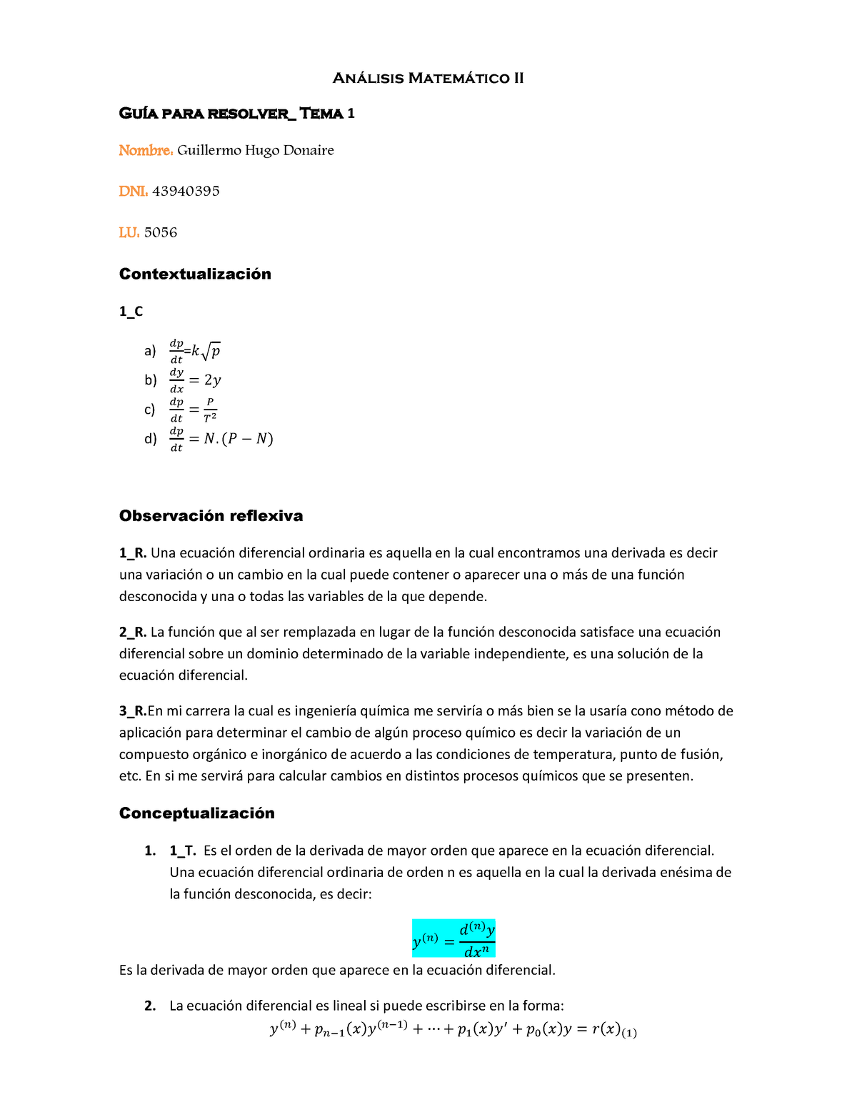 Análisis Matemático II Tp1 - An·lisis Matem·tico II GuÌa Para Resolver ...