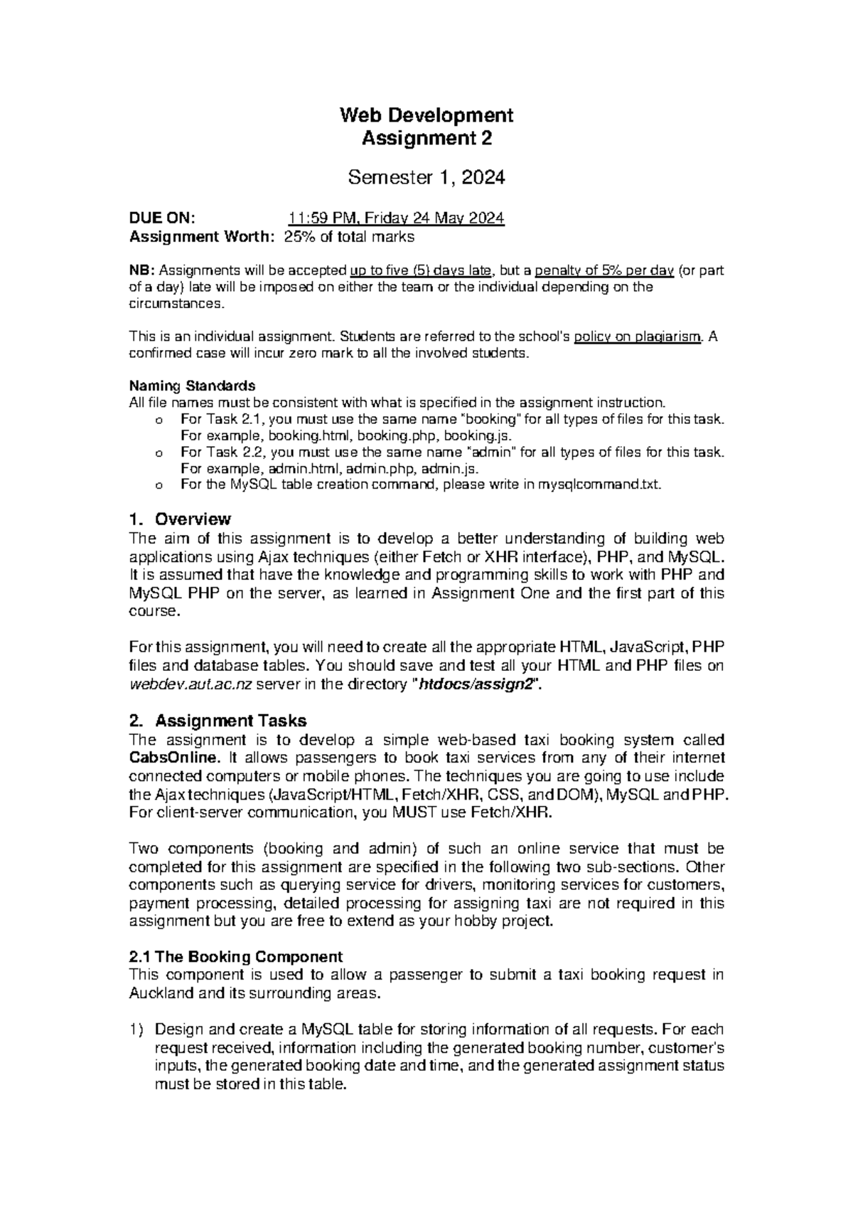 WD 2024S1 Assignment 2 - Web Development Assignment 2 Semester 1, 2024 ...