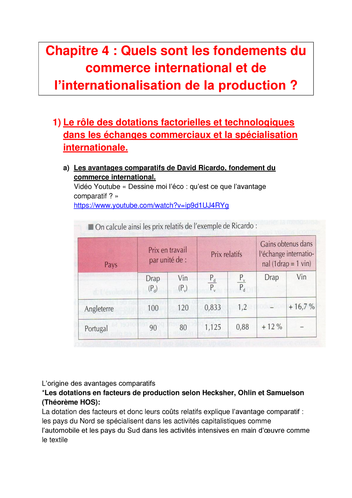 Chapitre 4 Commerce International 2022docx Chapitre 4 Quels Sont Les Fondements Du Commerce 0450