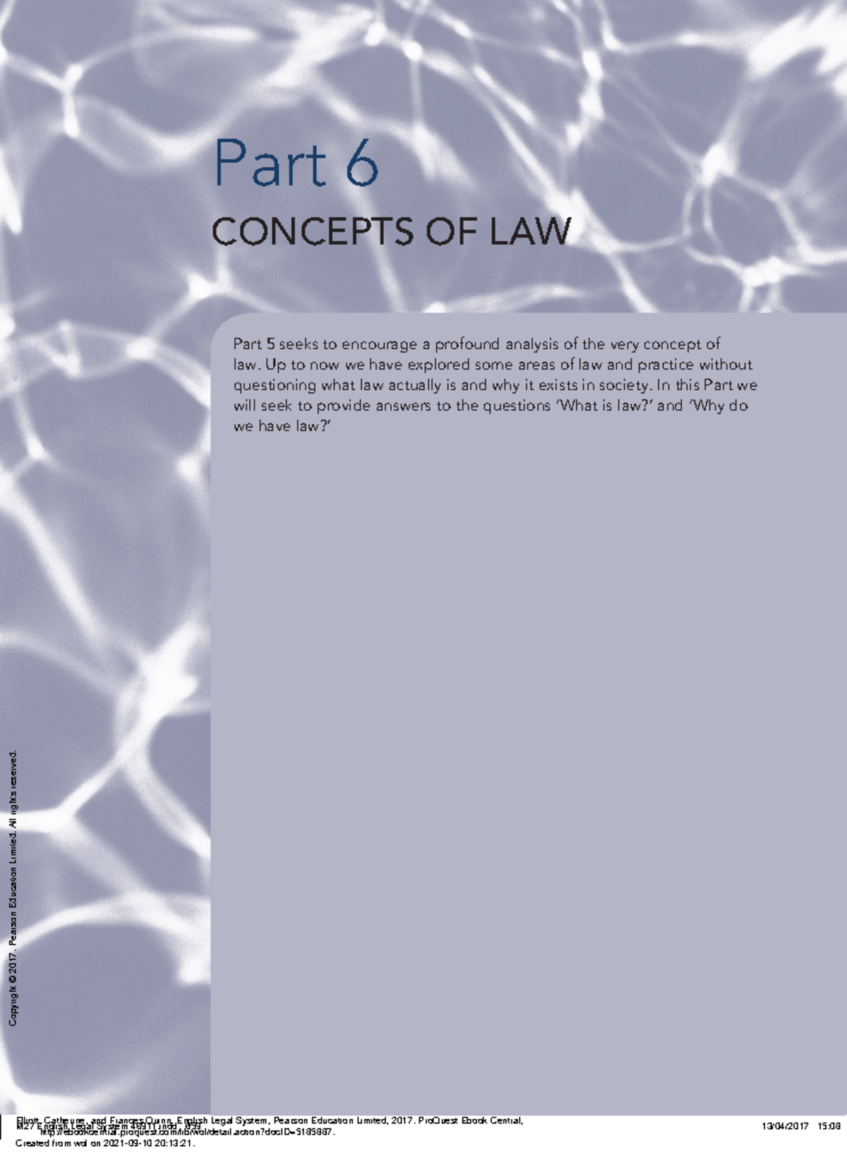 English Legal System - (Part 6 Concepts OF LAW ) - Part 5 seeks to ...