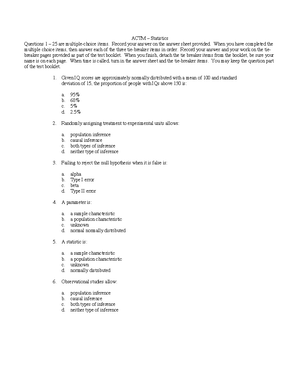 2014 ACTM State Statistics