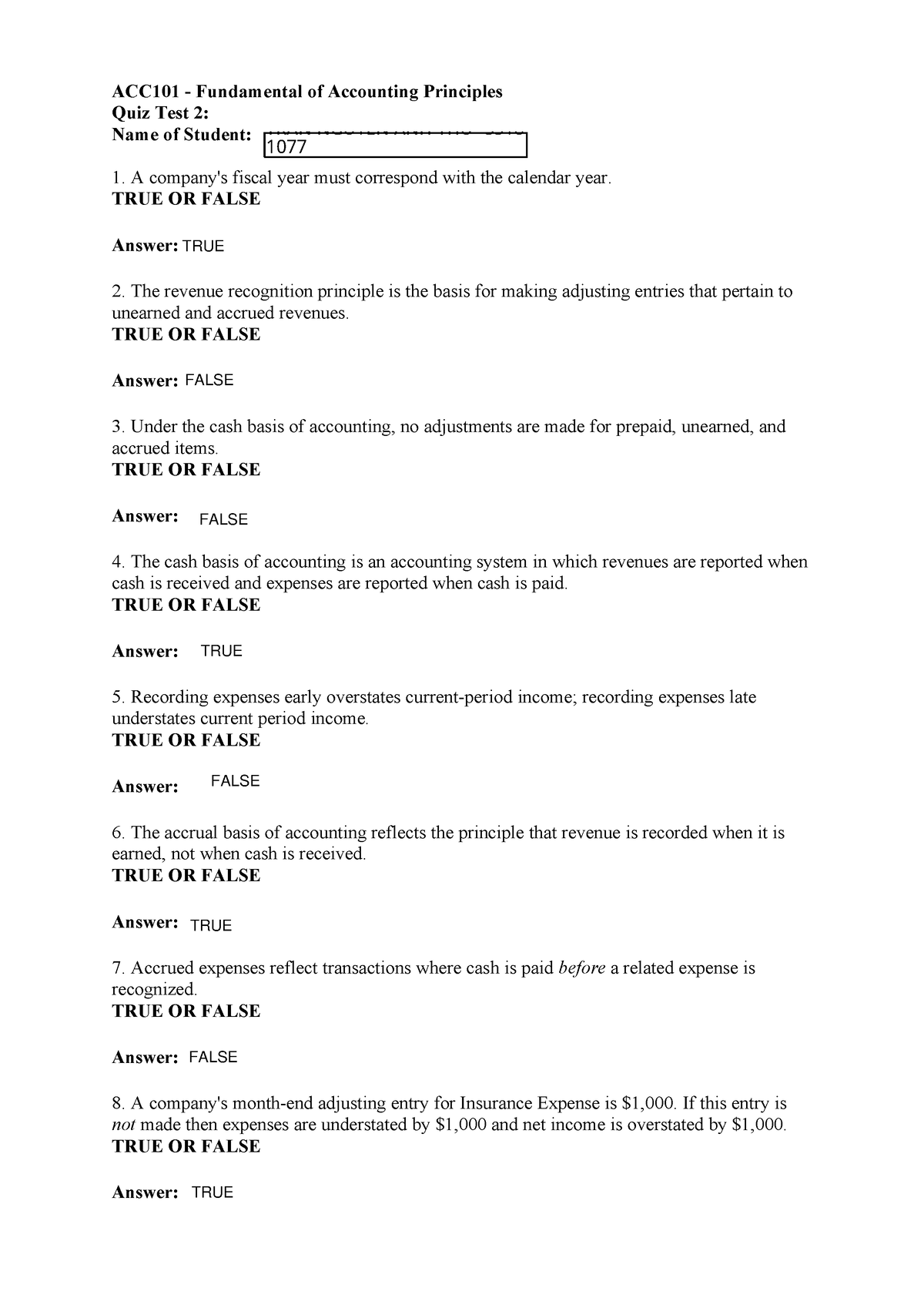 ACC101 Quizz 1 2023 - ACC101 - Fundamental Of Accounting Principles ...