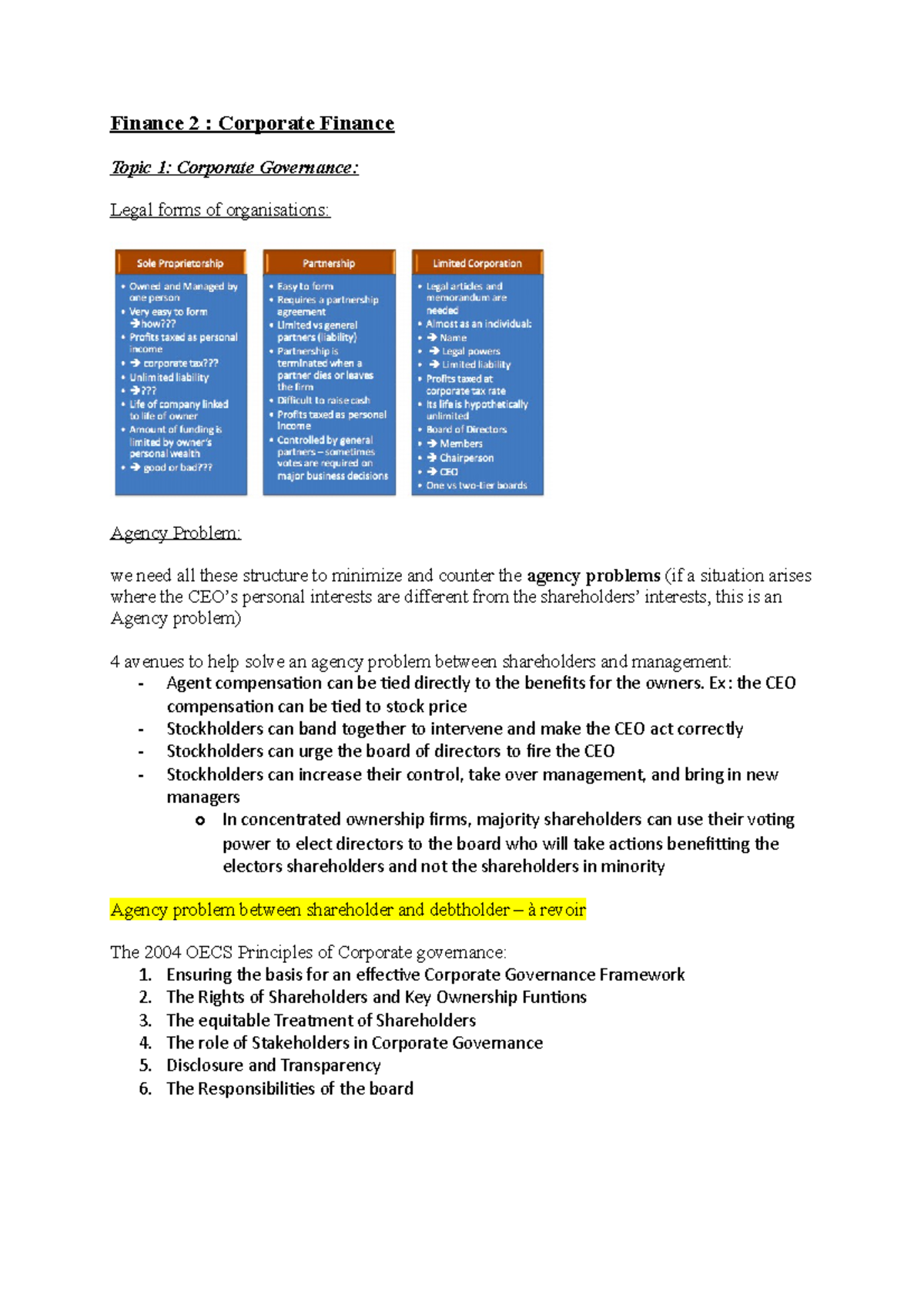 Finance 2 cours - Lecture notes Weeks 1 to 10 - Finance 2 : Corporate ...