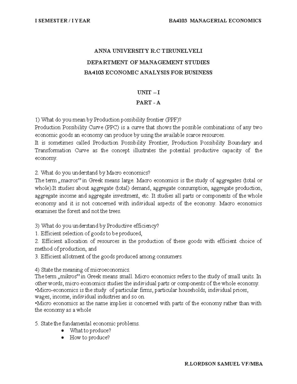 ME Imp Questions and 2 marks 5 Units ANNA UNIVERSITY R TIRUNELVELI