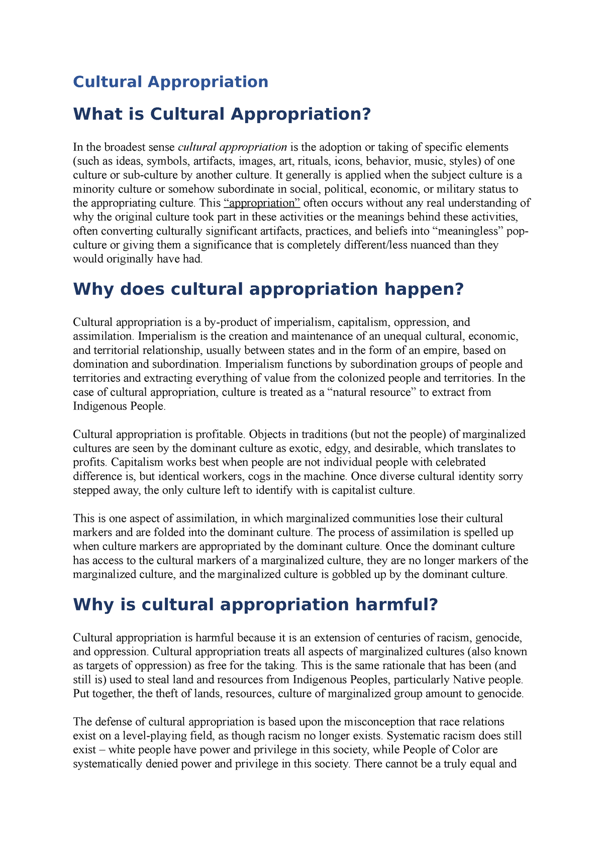 Document - Mbkhgfgg - Cultural Appropriation What Is Cultural ...