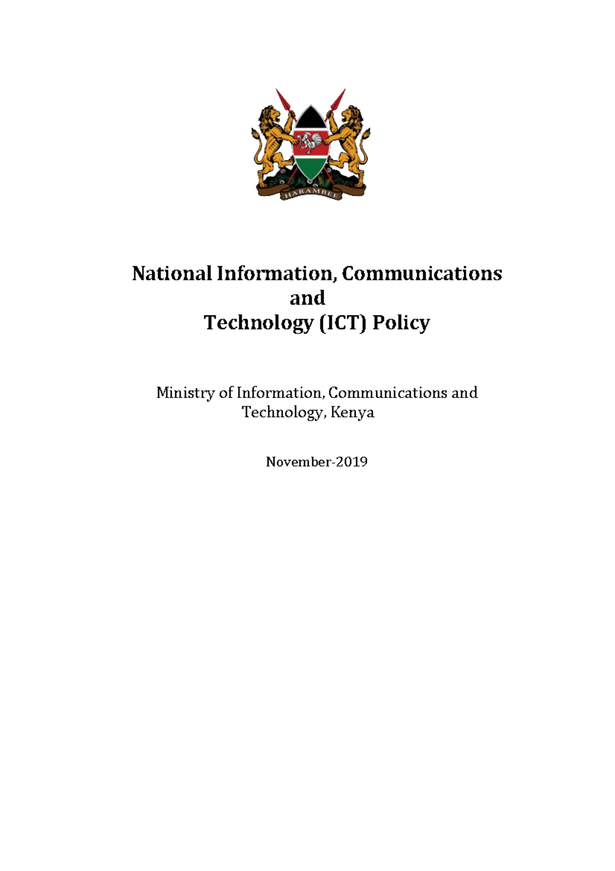 National Ict Policy 2019 - National Information, Communications And 