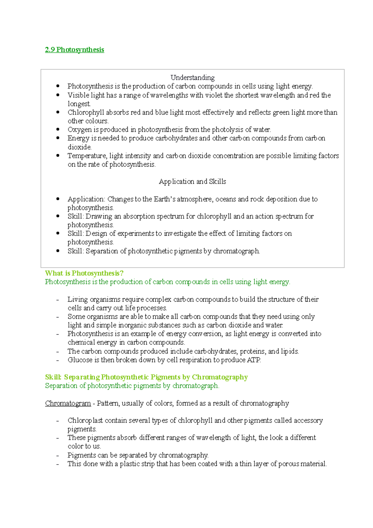 2.9 Photosynthesis - lecture notes - 2 Photosynthesis What is ...