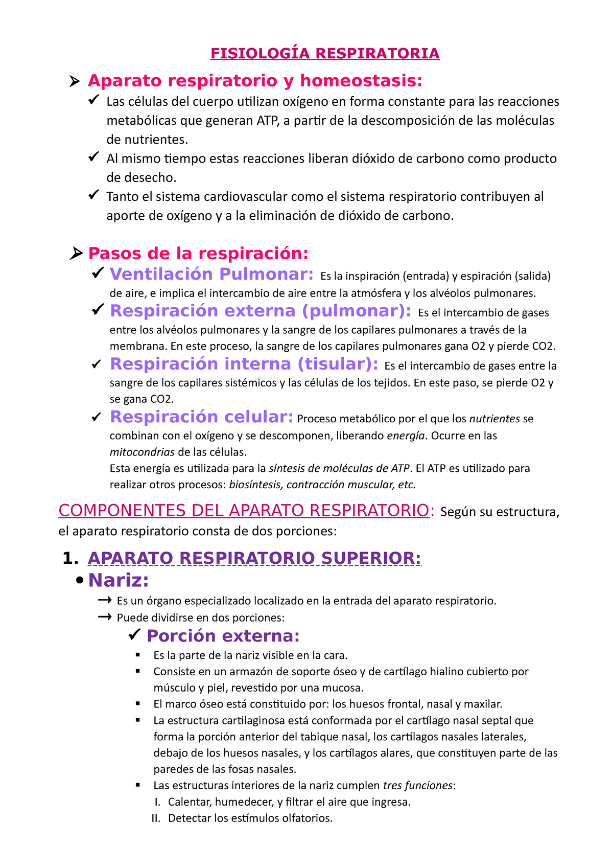 Fisiología Respiratoria - FISIOLOGÍA RESPIRATORIA Aparato Respiratorio ...