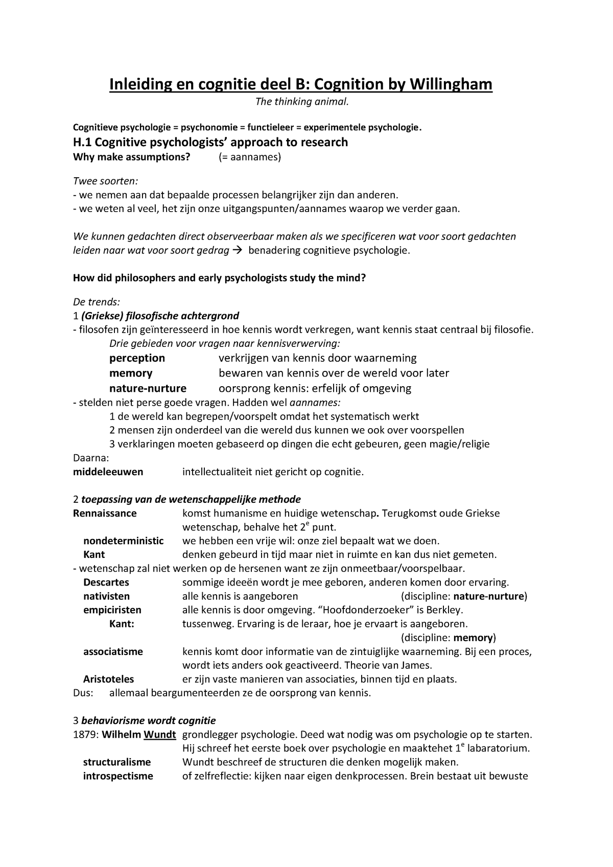 Samenvatting Inleiding En Cognitie Deel B - Willingham - Inleiding En ...