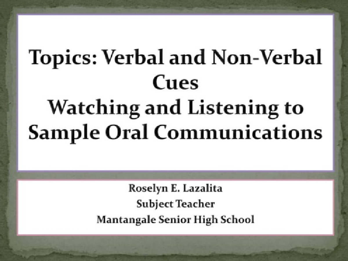 Oral Communication In Context English Studocu