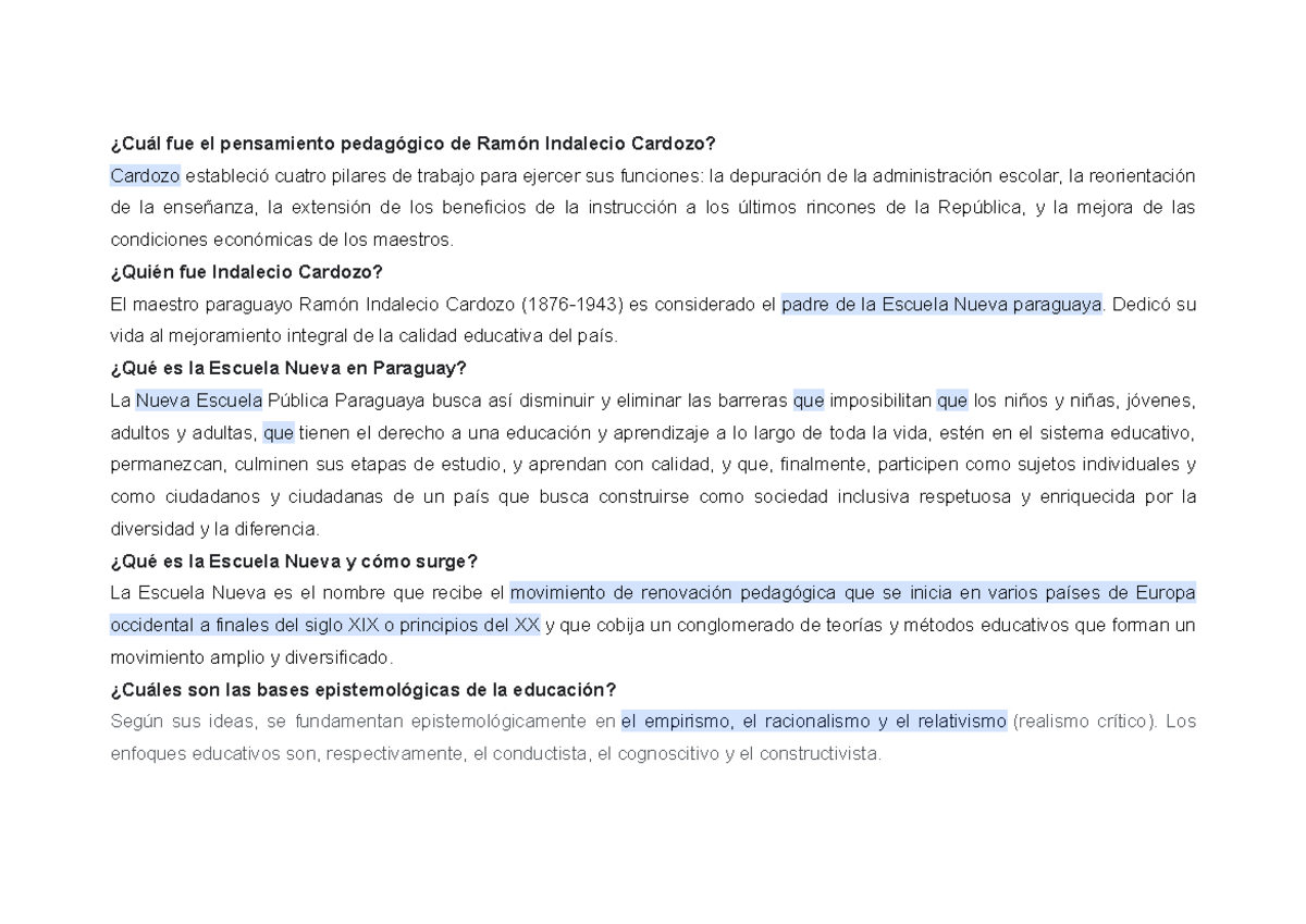 Ramón Indalecio Cardozo - ¿Cuál fue el pensamiento pedagógico de Ramón ...