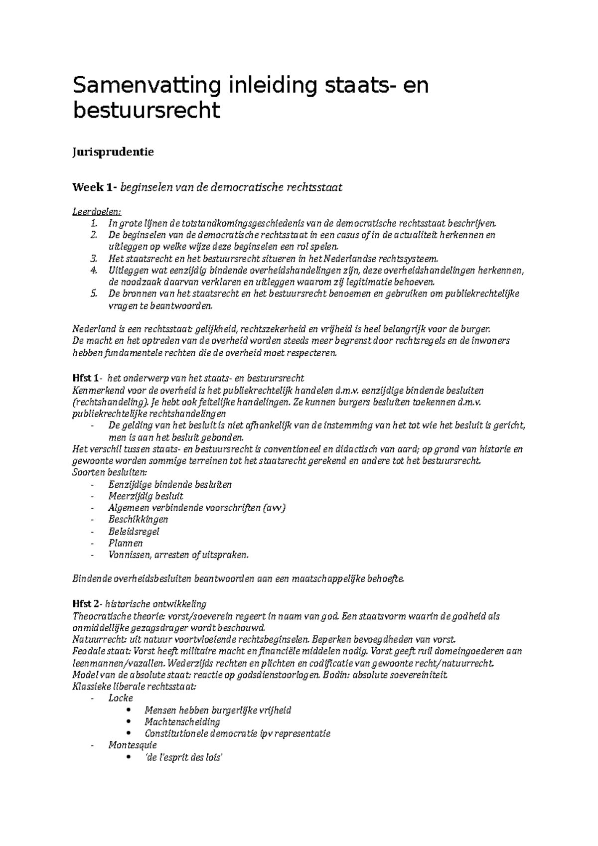 Samenvatting Inleiding Staats En Bestuursrecht Week 1-3 - Samenvatting ...