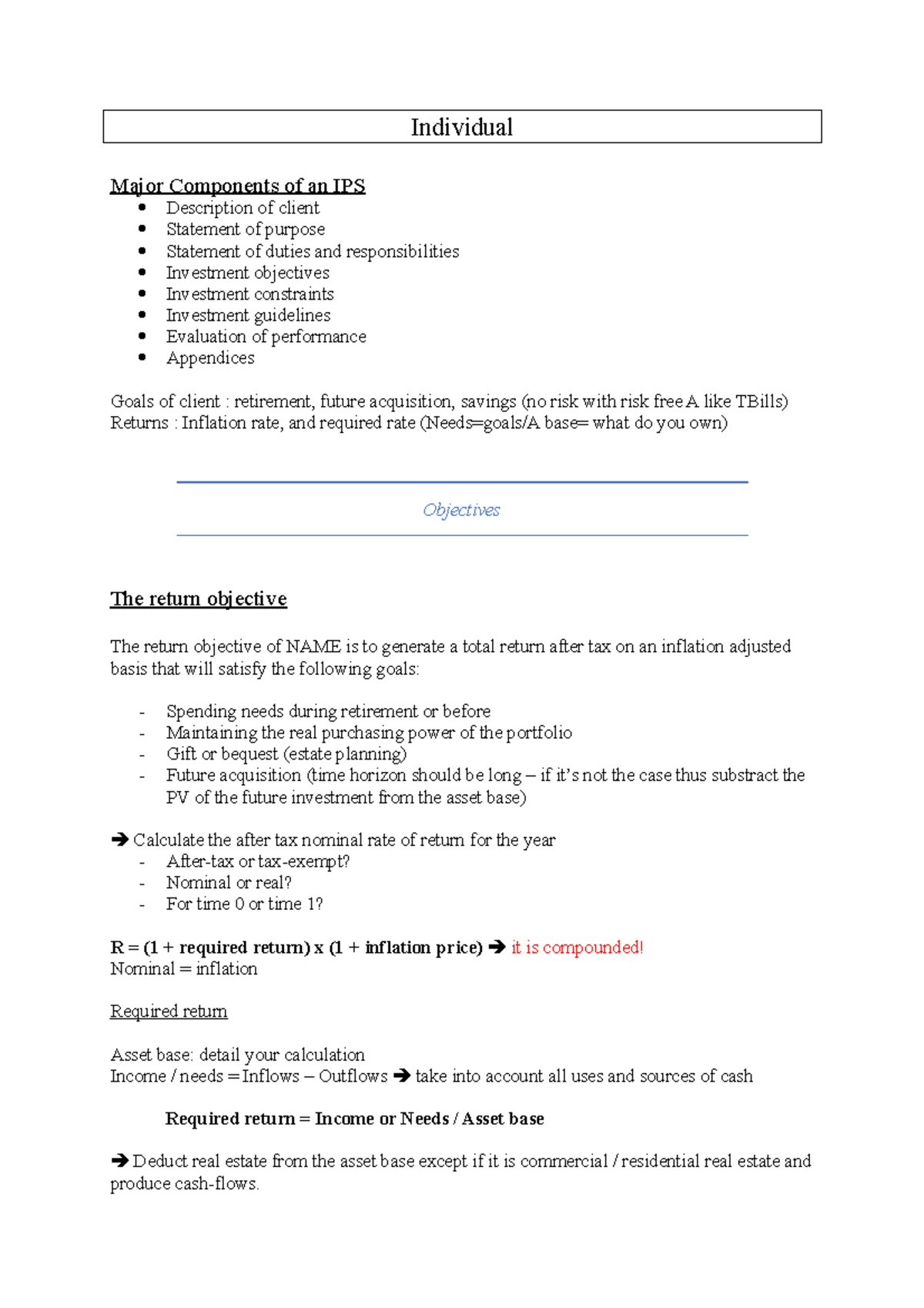 Fiche - Individual - Individual Major Components of an IPS Description ...