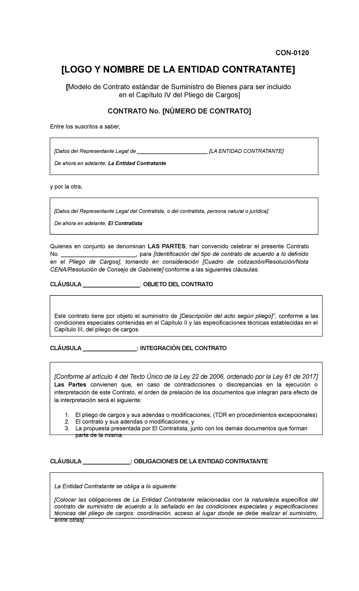 Formato CON-0120 - Contrato de Bienes - CON- [LOGO Y NOMBRE DE LA ENTIDAD  CONTRATANTE] [ Modelo de - Studocu