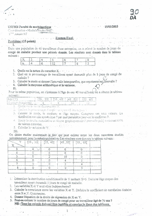 Examen Avec Corrigé Usthb Probabiltés Statistique 1 Studocu Examen Avec Corrigé Usthb Probabiltés Statistique 1 Studocu