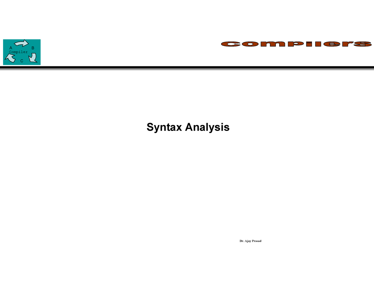 Compiler Design - Unit 2 Part1 - B C A Compiler Syntax Analysis B C ...