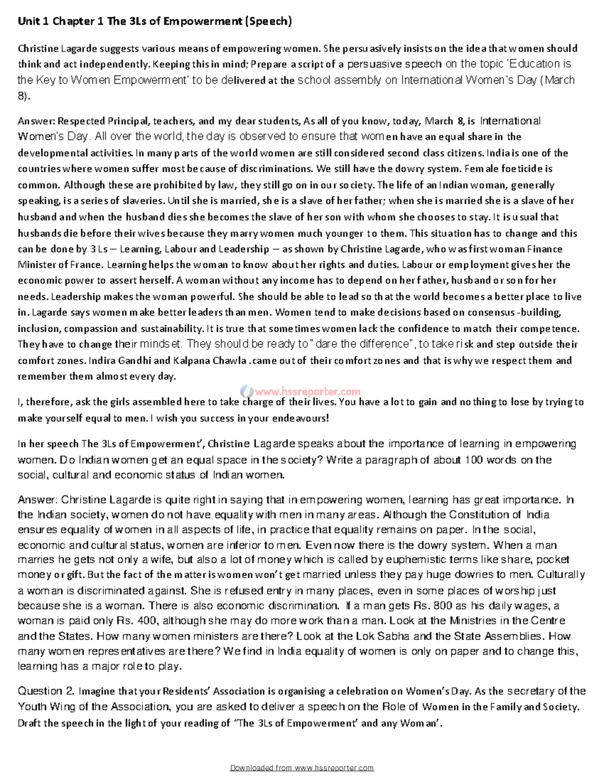 English Notes +2 - summary - Unit 1 Chapter 1 The 3Ls of Empowerment ...