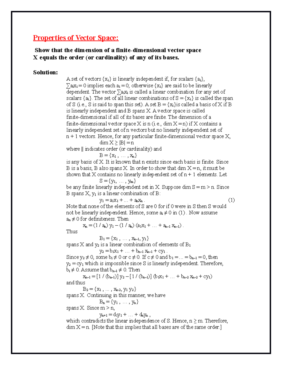 Properties of Vector Space - Properties of Vector Space: Show that the ...