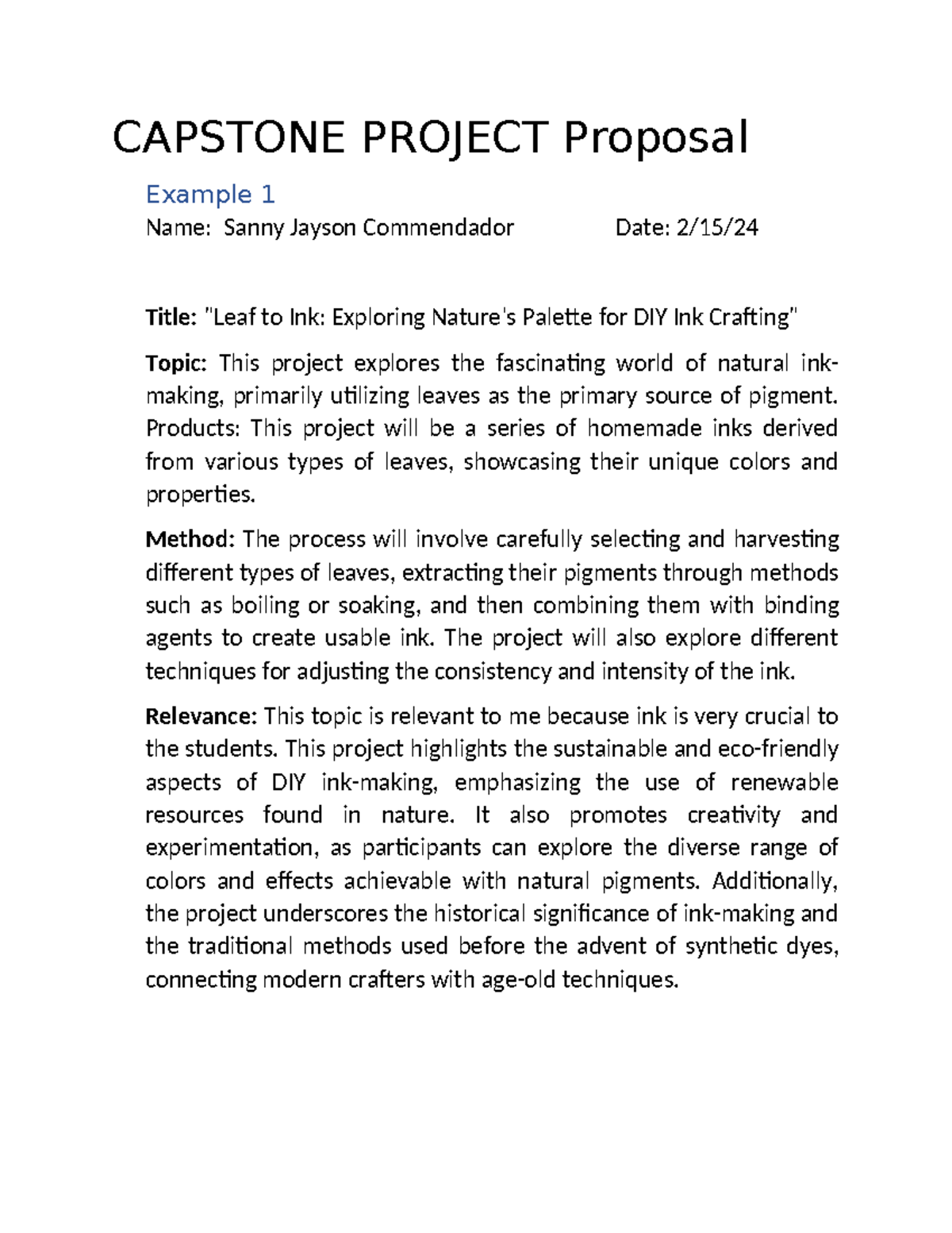 Capstone- Project-Proposal G-2 - CAPSTONE PROJECT Proposal Example 1 ...