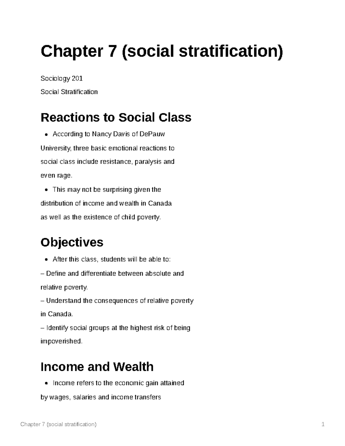 Chapter 7 (social Stratification) - Chapter 7 (social Stratification ...