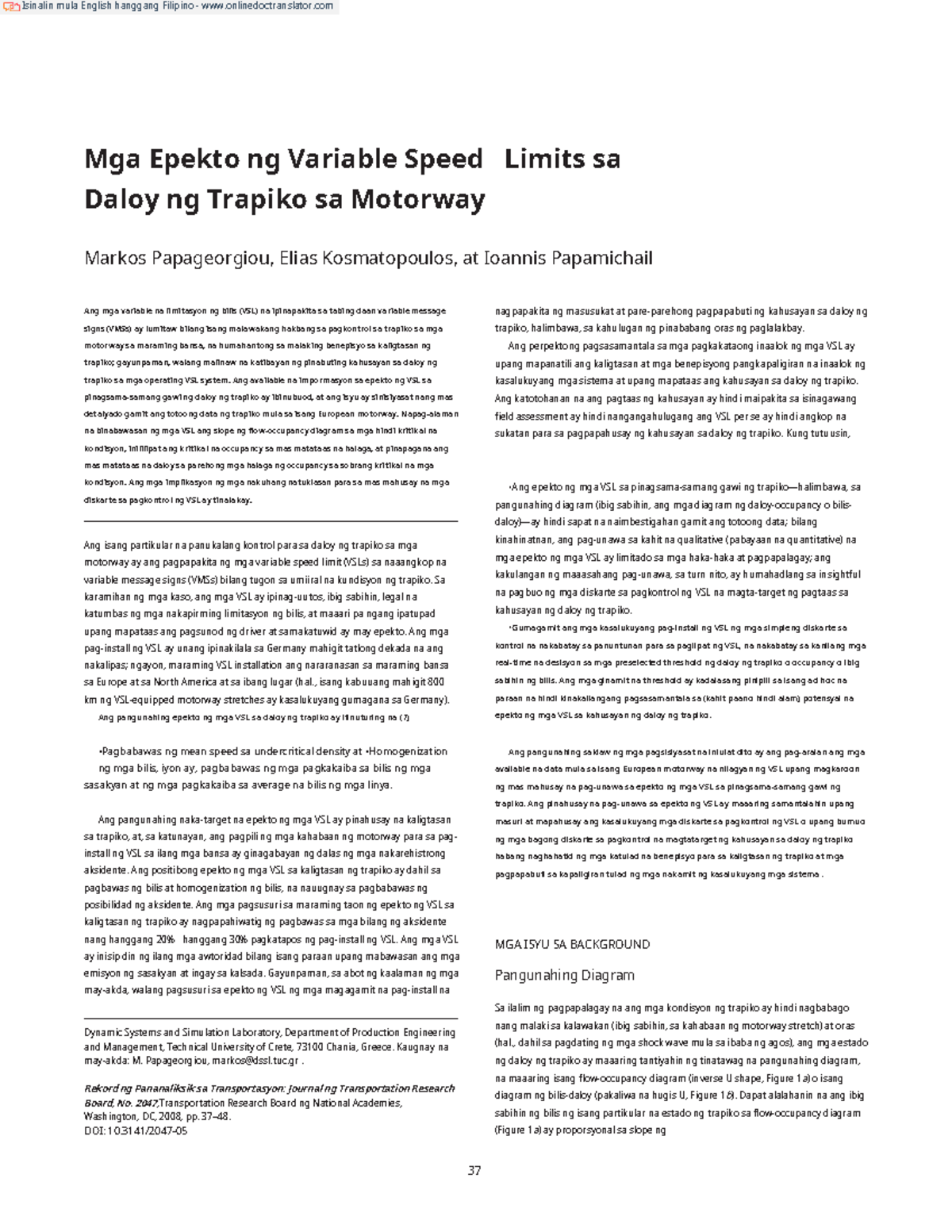 Effects of Variable Speed Limits on Moto - Mga Epekto ng Variable Speed ...