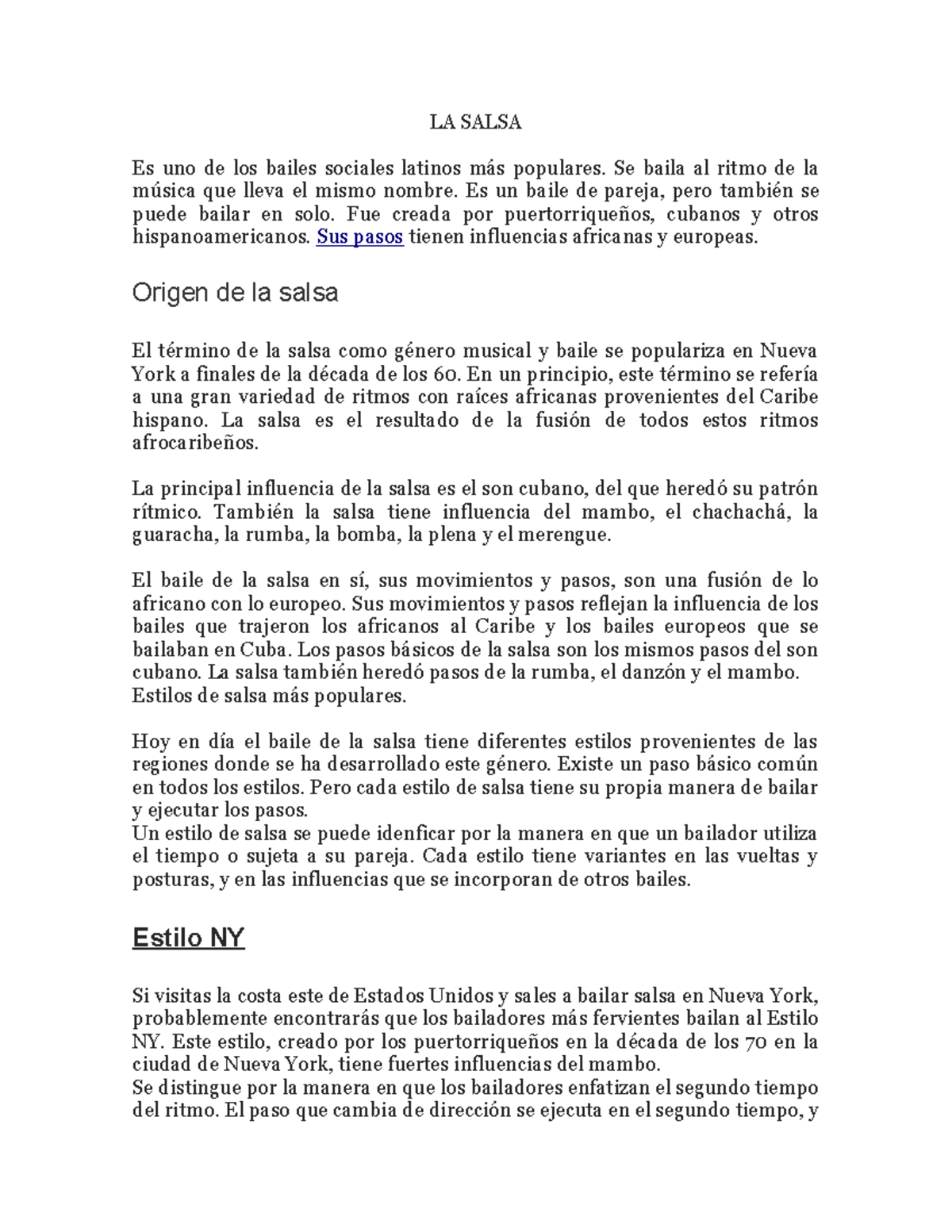 1 la salsa - Musica - LA SALSA Es uno de los bailes sociales latinos ...