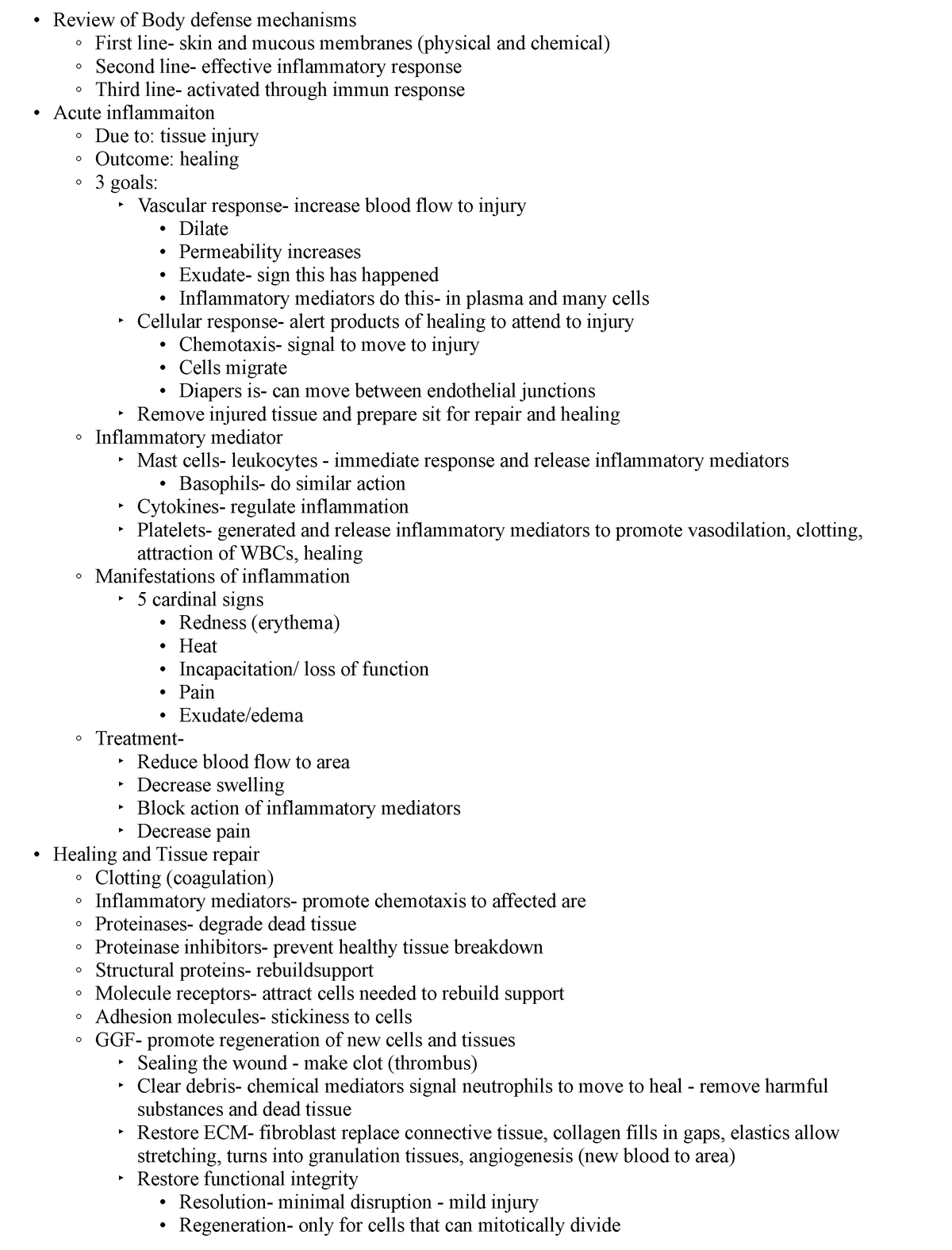 Chapter 3- Pathophysiology - Review of Body defense mechanisms First ...